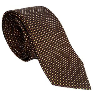 Hemley Polka Dot Silk Tie 66” Extra Long Plus Size Navy Brown Gold